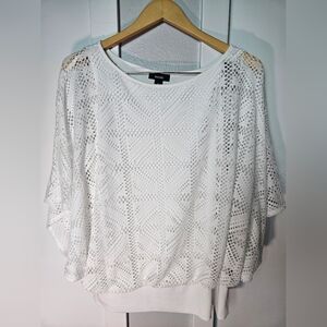 Alfani White Crochet Lace Poncho Blouse - Size XL